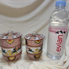 【まだ受付中・送付可能】新古品 高級清水焼 赤絵＆金彩 蓋付き夫婦長湯呑♪ 2客セット♪ 早い者勝ちです✨✨の画像