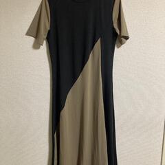  Aライン半袖 ギャザー ワンピースの画像