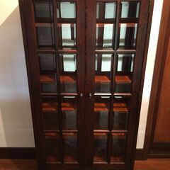 北海道民芸家具 飾り棚 本棚 ガラスキャビネット ディスプレイ棚