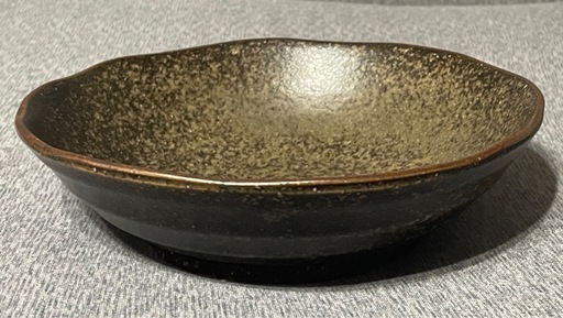 斑茶色 丸深皿