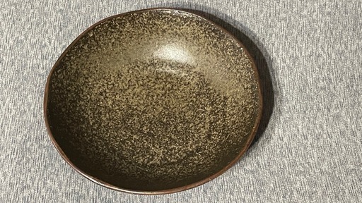 斑茶色 丸深皿