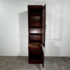 『karimoku』カリモク コロニアル ハイチェスト スリムチェスト スリムカップボード チェスト カップボード 飾棚 飾り棚 RWche12の画像