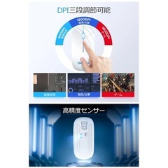 新品　ワイヤレスマウス  ホワイト　TYPE-B充電コードつき　2.4GHz  薄型　軽量　簡単接続　新品未使用⭐️の画像
