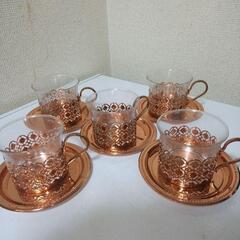 未使用品①昭和レトロなティーポット＆サーバーセット②美品銅製カッ...