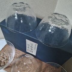 新品未使用　河上恭一郎 クリスタル　淡雪中鉢５個セット　お買い得！の画像