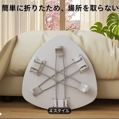新品★折りたたみ テーブル ホワイト ストーン柄 コンパクト50×50×30cmの画像
