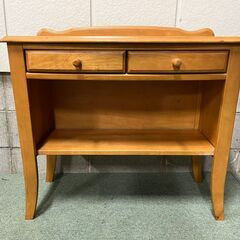 千趣会 木製 花台 天然木（ゴムの木） 電話台 物置台 おしゃれ 幅80cm×奥行36cm×高さ75cmの画像