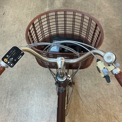 ＜動作・美品車＞パナソニック・20インチ電動アシスト自転車・ブラウン・後カゴ付きの画像