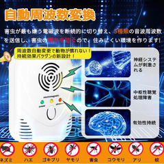 🐭【新品未使用】ネズミ駆除 超音波 2個セット 害虫撃退 ゴキブリ・蚊・クモ対応 室内用 省エネ 静音 無毒 無臭 安心設計 コンセント式の画像