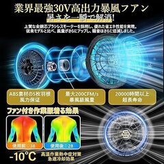 空調作業服 ファンバッテリーセット 【100段階の無段階調節&5段階調節】 30V超高出力 24000mAh大容量バッテリー 連続16時間稼働 3.5H急速満充電 急速充電器付き ファン付き 作業服用 90mm服穴径対応 最強 暑さ対策 熱中症対策 PSEマーク認証済 日本語説明書付き　新品・未使用・未開封　※ファンバッテリーセットのみ、空調作業服は付きませんの画像