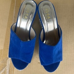 ラメ入りミュール美品23.5-24cmヒール高10cmの画像