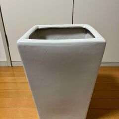 【受け皿付き】陶器鉢 スクエア LL ホワイト 高さ41cm 観葉植物 大型 植木鉢 白の画像