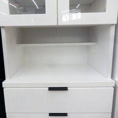 ☆美品 ニトリ ダイニングボード(エトナ60DB WH/SI)  ホワイト 鏡面仕上げ 高さ181cm　札幌市清田区の画像