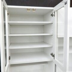 ☆美品 ニトリ ダイニングボード(エトナ60DB WH/SI)  ホワイト 鏡面仕上げ 高さ181cm　札幌市清田区の画像