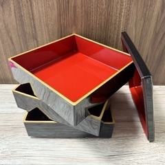 【新品・未使用】3段重箱 まとめ売り(赤6個 or 黒8個)の画像