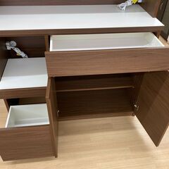 【リユースのサカイ野々市店】食器棚 土井インテリア工業 木目調ブラウン W(幅)115.5×D(奥行き)33×H(高さ)180.5cm ※クリーニング済み  の画像