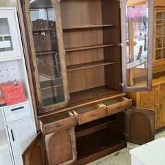 ☆値下げ☆I 2507-112 食器棚 上下分割タイプ　キズ汚れ有り ※マグネット部分一箇所破損有りの画像