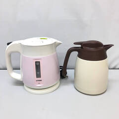 ss7590　 電気ケトル＆保温ポットセット タイガー わく子 PCF-A080 サーモス ステンレスポット クッキークリーム THV-1001CCR 電気ポット 湯沸し 転倒お湯もれ防止 電気ケトル 中古の画像