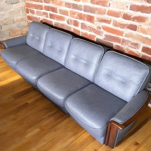 本革　4人掛けソファ 分解可 レザー張替済 高級感　 レザー　椅子　イス　ソファー　本格レザー　 ロビーベンチソファー 4P