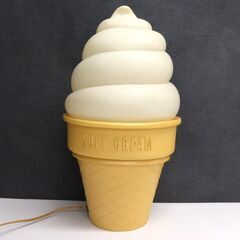 ≪ZS516ジ≫点灯OK SOFT CREAM/ソフトクリーム 店頭ディスプレイ/電飾看板 高さ約50cm ライト/照明 昭和レトロ 破れ有/現状品の画像