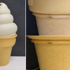 ≪ZS516ジ≫点灯OK SOFT CREAM/ソフトクリーム 店頭ディスプレイ/電飾看板 高さ約50cm ライト/照明 昭和レトロ 破れ有/現状品の画像