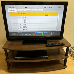 テレビ、テレビ台、ハードディスクのセット