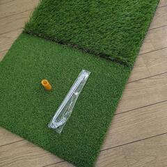 ゴルフマット ゴルフ 2WAY 練習 マット 素振り ゴルフ練習マット スイング 練習器具 室内 屋外 人工芝 ゴムマット 33×63cm ゴルフティーの画像