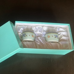 【お取引先決定】ティファニー　ペアカップ&ソーサー　モーニンググローリー　ブルー系　花柄　デミタスの画像