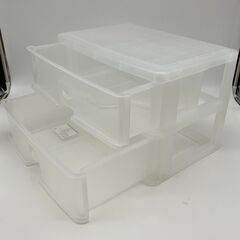 stp-3249　引き出しケース　2点セット　2段　書類ケース　横型　ホワイト系　日本製プラスチック製　引き出し　レターケース　収納ケース　小物入れ　オフィス　書類整理　書類収納　事務用品　DCMの画像