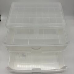 stp-3249　引き出しケース　2点セット　2段　書類ケース　横型　ホワイト系　日本製プラスチック製　引き出し　レターケース　収納ケース　小物入れ　オフィス　書類整理　書類収納　事務用品　DCMの画像