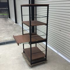 353 4段食器棚 キッチンボード レンジ台 炊飯器台 キッチン収納 高さ123×横幅59×奥行39.5cm の画像