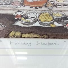 上砂理佳 「ホリデーマーケット」 銅版画 絵画 真作 美術品 額装付き 札幌市 中央区 南12条の画像