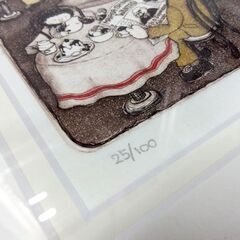 上砂理佳 「ホリデーマーケット」 銅版画 絵画 真作 美術品 額装付き 札幌市 中央区 南12条の画像