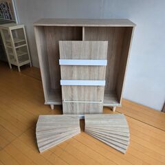 未使用訳あり 収納棚 キャビネット 幅90.5 ブックシェルフ 本棚 コミックラック 漫画収納 2列 ラック ナチュラルの画像