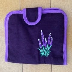 ポケットティッシュケース　パスポートケース　ラベンダー　刺繍　ソ...