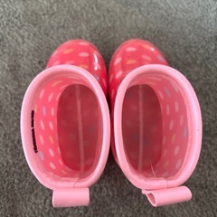 水玉　ピンク　レインブーツ　長靴　13センチ
の画像