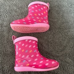 水玉　ピンク　レインブーツ　長靴　13センチ
の画像