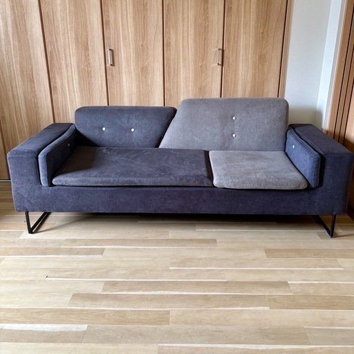 stp-3261 3人掛けソファ　グレー系　ツートンカラー　モノトーン系　布張り　三人掛け　3P 3人用　肘掛け　ソファー