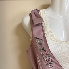 【美品】薔薇刺繍 肩リボンジャンドレの画像
