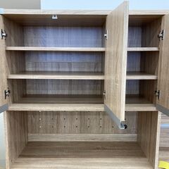 ★ジモティ割引あり★【リユースのサカイ野々市店】食器棚 木目調ナチュラル W(幅)88×D(奥行き)42×H(高さ)182cm ※クリーニング済みの画像