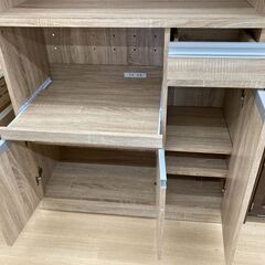 ★ジモティ割引あり★【リユースのサカイ野々市店】食器棚 木目調ナチュラル W(幅)88×D(奥行き)42×H(高さ)182cm ※クリーニング済みの画像