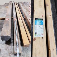 【建材・柱材・梁材・家具材】【桧（ひのき）】【無節・小節有】おまけ付き10丁セット 東京23区内、武蔵野市、三鷹市、調布市、狛江市川崎市、川崎市、横浜市、相模原市など配送可能の画像
