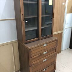  【ジャングルジャングル和歌山店】Wa1828 食器棚 ブラウン...