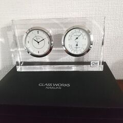 未使用品  鳴海製陶 時計(温度計 湿度計つき)  の画像