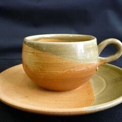 ☆カップ&ソーサー 4客セット コーヒーカップ ティーカップ グリーン×ブラウン 札幌　北20条店の画像