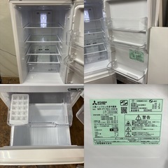 I347 🌈 ジモティー限定価格！ MITSUBISHI 冷蔵庫 (168L) 2ドア ⭐ 動作確認済 ⭐ クリーニング済の画像