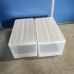 【美品】衣類収納ケース プラスチック製 白系 お洒落 2個セット...