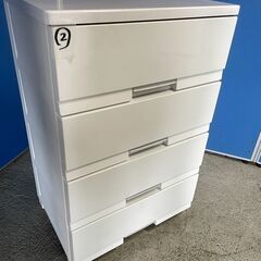 【美品】4段タンス ② 白系 プラスチック製 木製天板 お洒落 ...