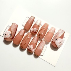 ハンドメイド ネイルチップ 立体フラワー×ピンクマグの画像