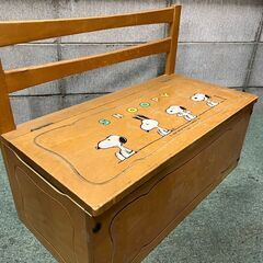 Kosuga Baby Mate SNOOPY スヌーピー 木製 ベンチ 収納付 レトロ アンティーク ビンテージ 幅65cm×奥行34cm×高さ50cm（座高26cm） の画像